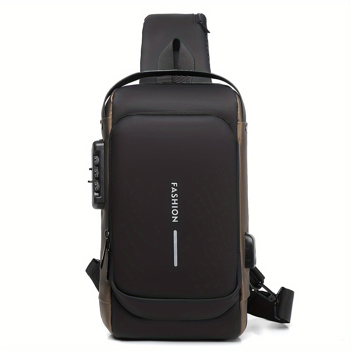 Men's Anti-Theft Password Lock Crossbody Chest Bag with Anti-Theft Technology & Digital Keypad Lock - Adjustable Strap, Golden-Tone Hardware, Durable Fabric, Zippered Compartments & Port Compatibility for Motorcycle, Travel,