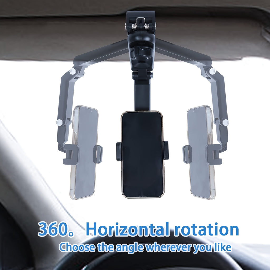 1080° Multifunctional SunVisor Phone Car Mount, 360 Degree Rotating Cell Phone Holder for Any Scene, Retractable Car Phone Holder.