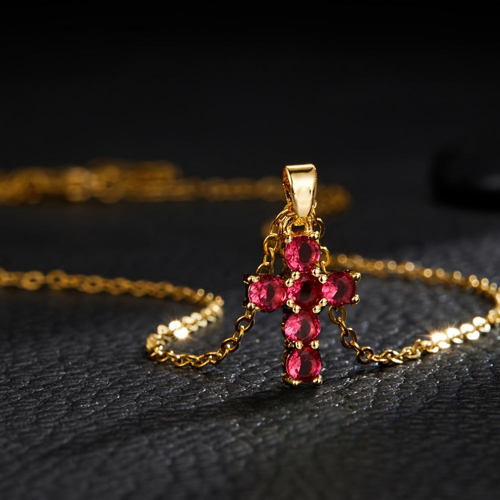 Golden-Tone Copper Cross Necklace