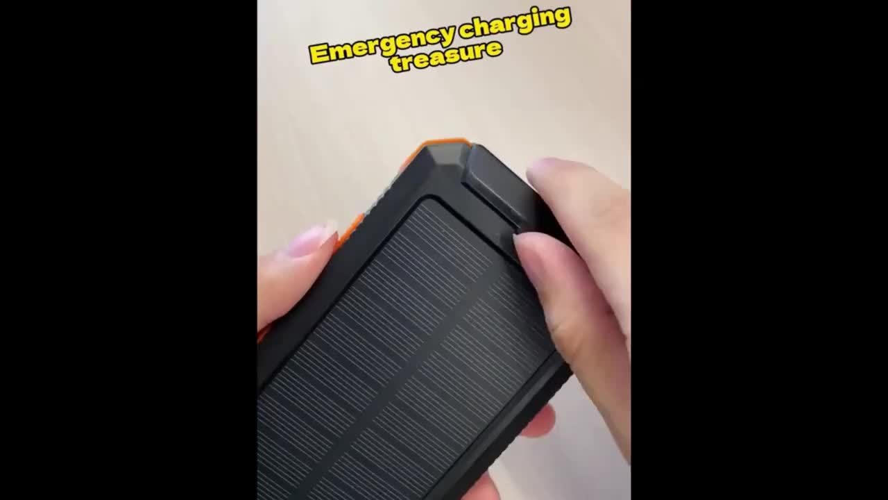 Portable Solar Mobile Phone Charger, Camping External Battery Charger for Mobile Phones, 2 USB/ LED Flashlights with Compass for Outdoor Activities, Portable Solar Power Bank, Solar Battery, Portable Charger Power Bank, Solar