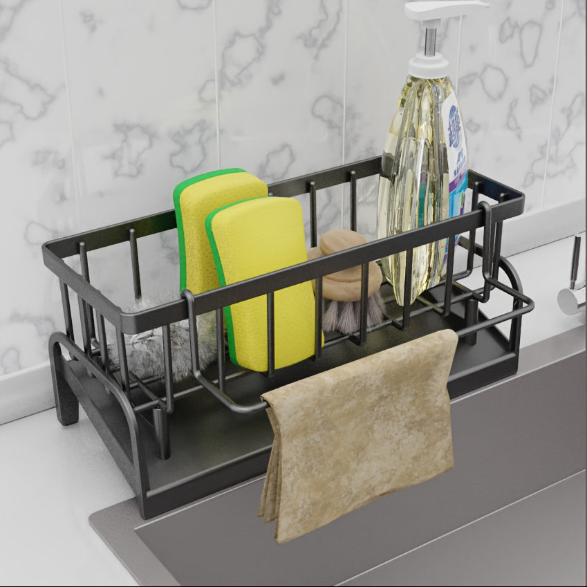 Multifunctional Plastic Kitchen and Bathroom Sink Storage Rack Set - Faucet Hanging Storage Rack, Suitable for Dishcloths, Sponges, Brushes - Durable, Kitchen Sink Drainer Rack, Dish Drainer For Kitchen, Kitchen Accessory