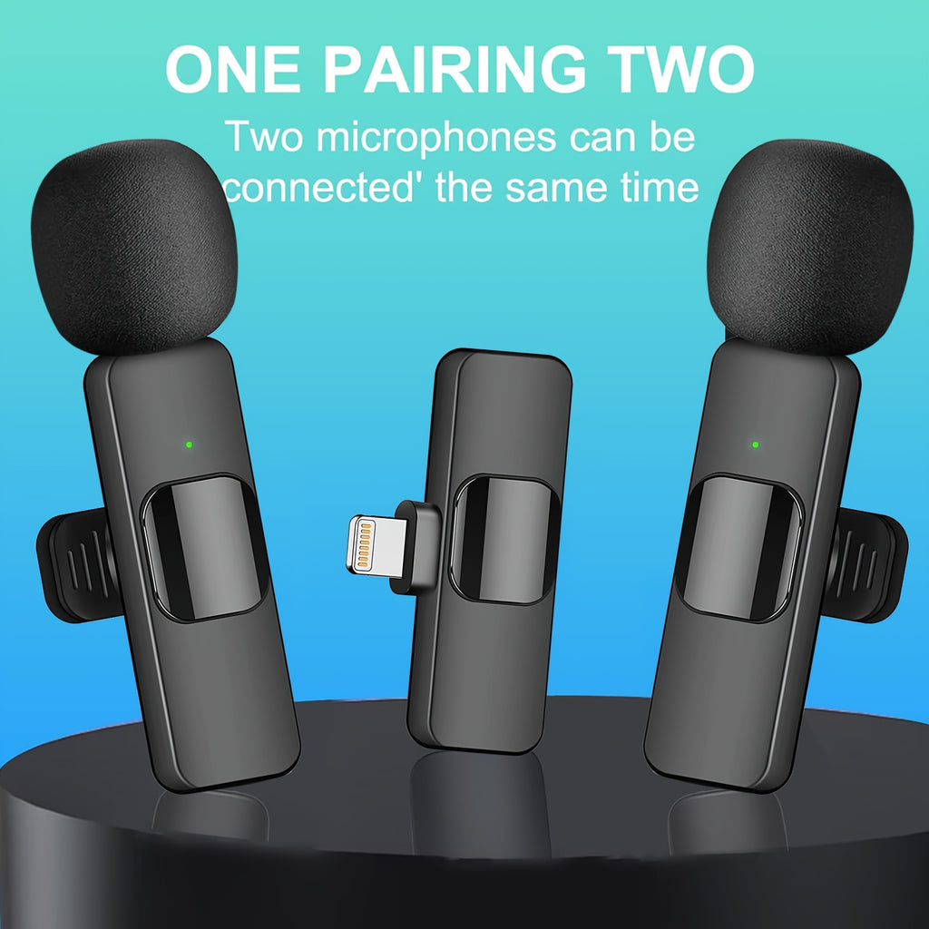 Wireless Lavalier Microphone, Clip Microphone for iPhone iPad Android, USB-C Cordless Plug And Play, Audio Video Recording Live Streaming Interviews Voiceover, Portable Compact Design