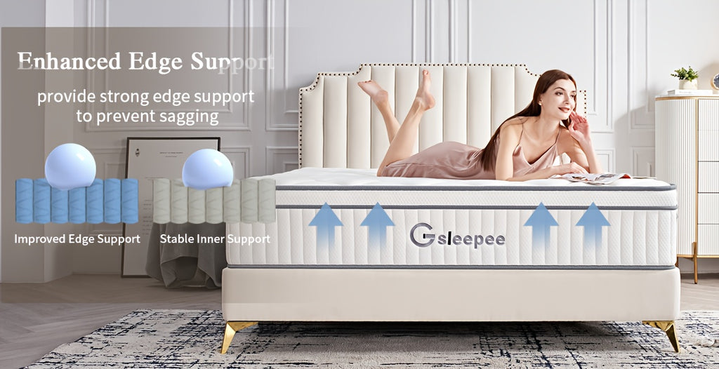 Gsleepee Hybrid Memory Foam Mattress - Twin/Full/Queen/King Size, Soft & Comfortable with Medium Firm Support, Motion Isolation, Allergy-Friendly, Quiet Sleep, Easy Transport in a Box, Available in 8/10/12/14 Inch Thicknesses