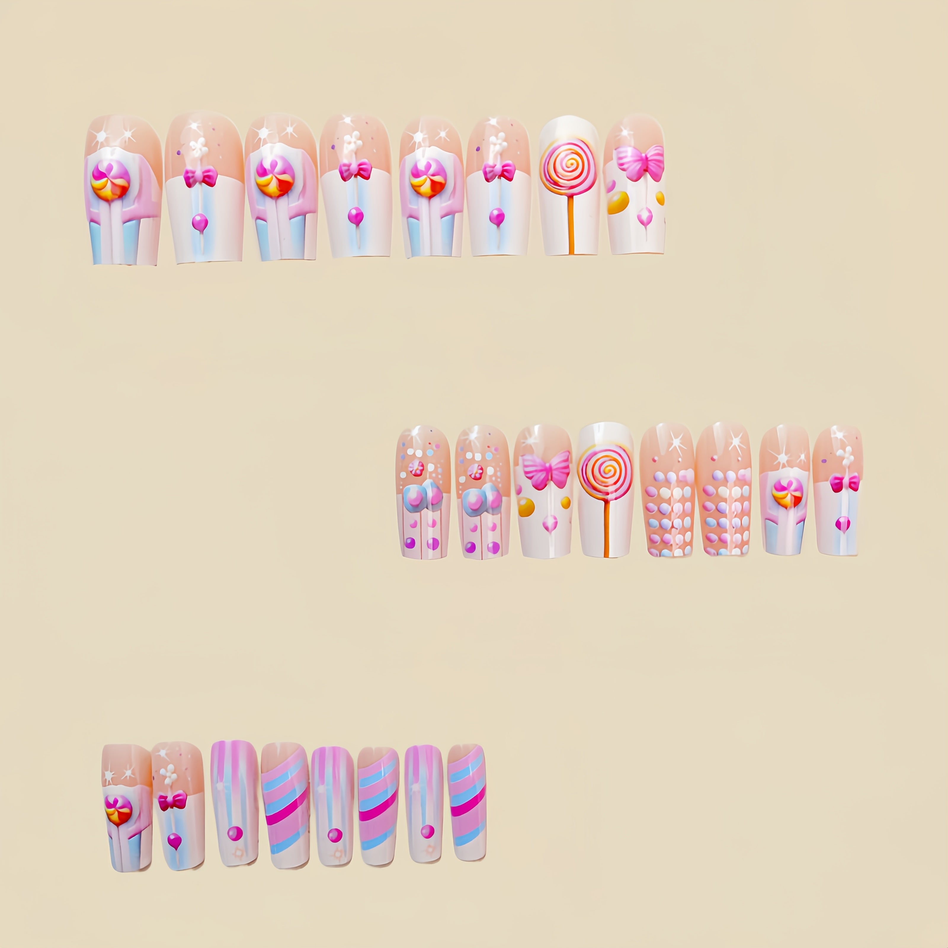 24pcs Removable Nail Stickers, Press-On, Middle Length, European Square, Glossy Finish, Pink Color Tone, Ballet Shape, Striped Leaf Flower Pattern for New Year, Spring Fashion Nail Art