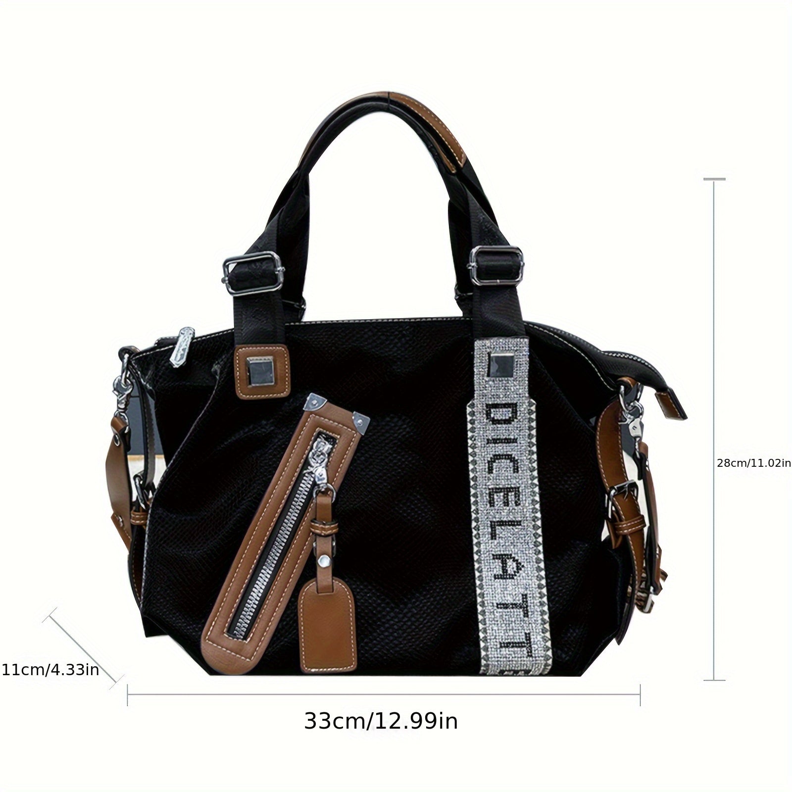 [Tote Bag] Trendy Tote Bag for Women, Large Capacity Bag, Shiny Rhinestone Decor
