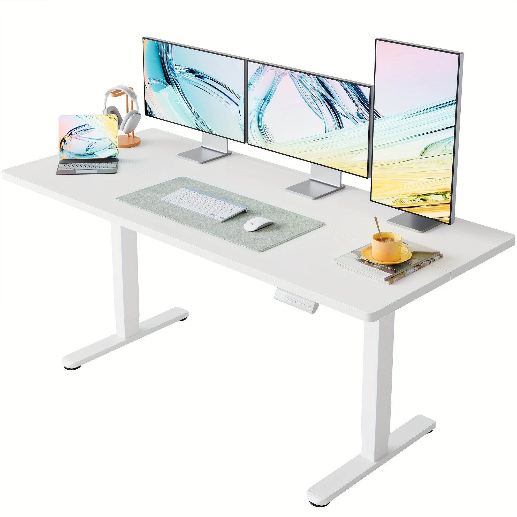 63/55/48/40 inch adjustable height electric lift desk, ergonomically designed recording studio desk, gaming desk, suitable for home offices, cafes, restaurants, recording studios, 4 colors, electric standing desk, perfect Chr