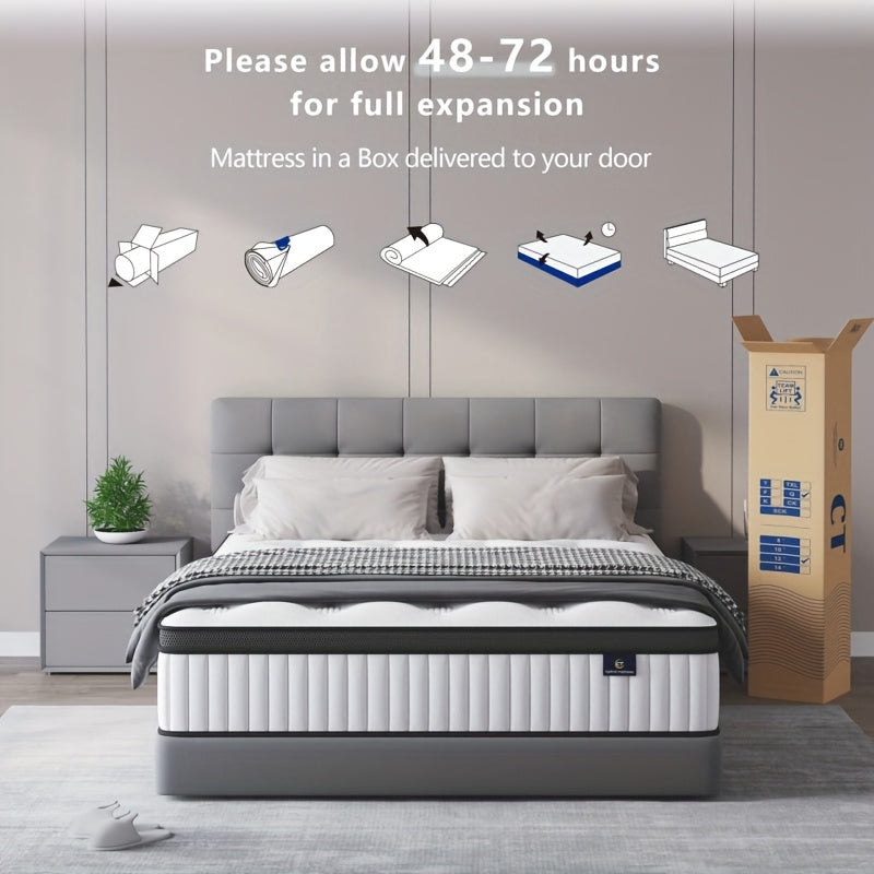 10/12 Inch Multilayer Hybrid Full Mattress Queen Mattress- Multiple Sizes & Styles Available, Ergonomic Design With Memory Foam And Pocket Spring, Medium Firm Feel