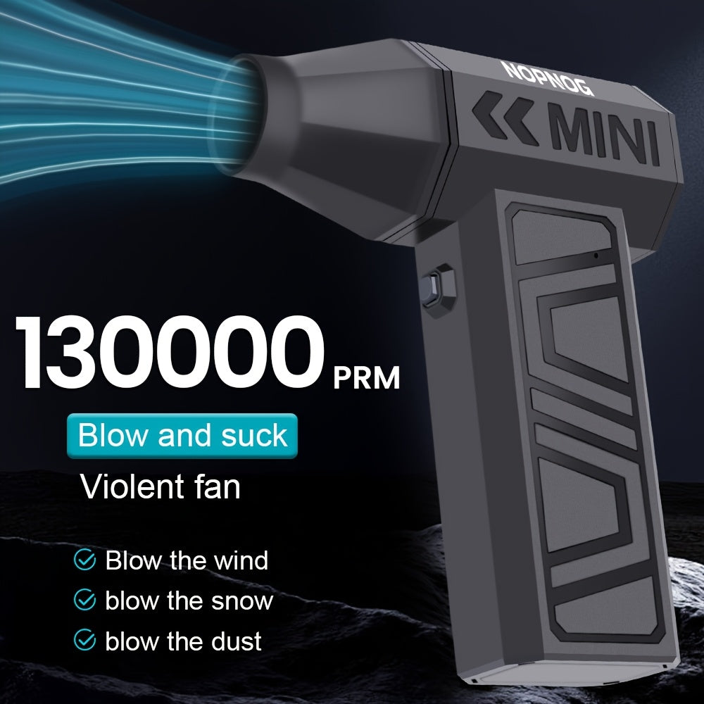 Turbo Jet Fan Jet Blower Air Blower 4 Gears Adjustable 130000RPM Type-C Charging Car Accessories Car Blowing Snow Cleaning Blower Tool Electric Air Duster