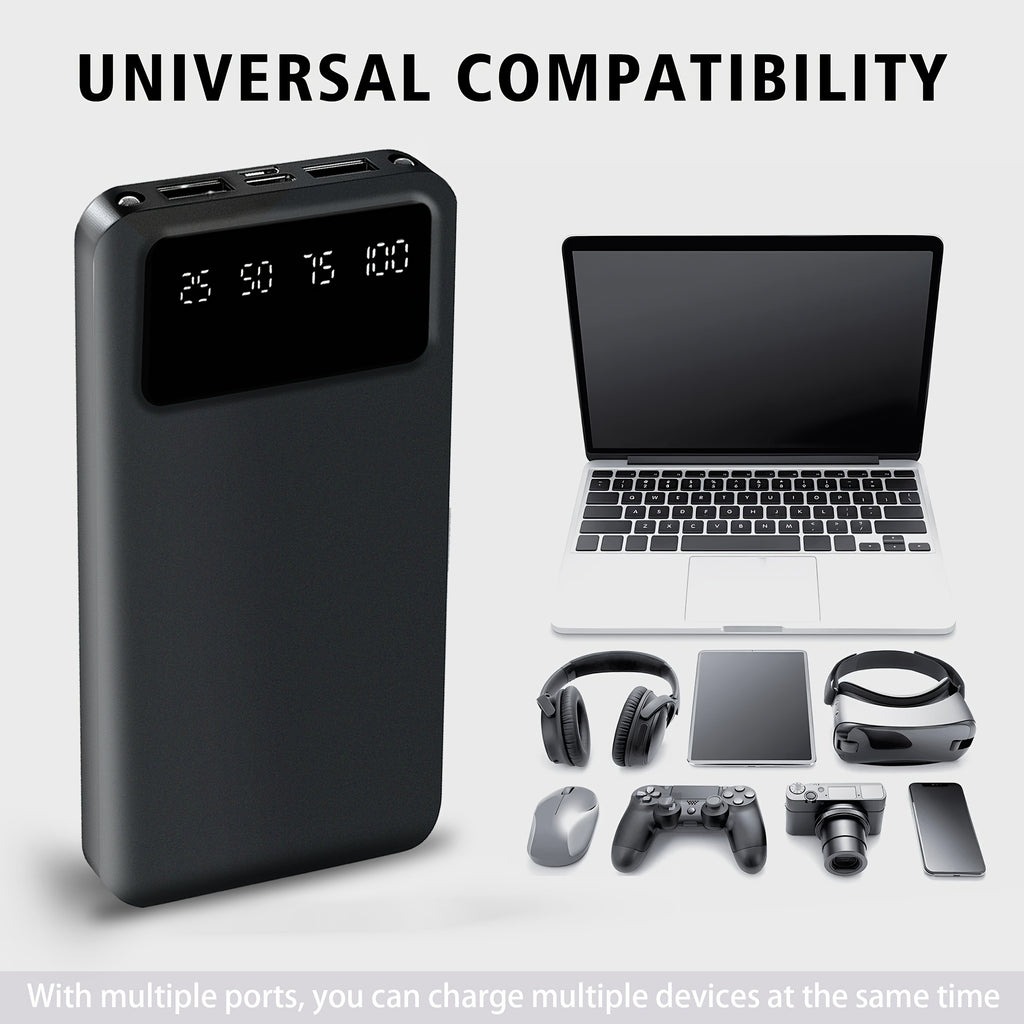 Large Capacity Mobile Power Supply 10000/ 20000mah, 5V2.1A Portable USB Charger, LED And Digital Display, For Ios/ Android Devices, 2xUSB Output, Type-c/ Micro Input, Safe And Stable Polymer Lithium Battery
