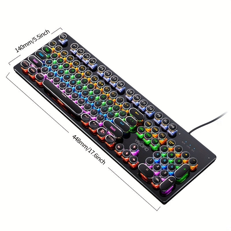 [Gaming/office universal device] YINDIAO 104 Keys Mechanical Keyboard | Wired USB, Lighting Effects, Punk/Round Keycaps | Windows/Mac, Home/Office
