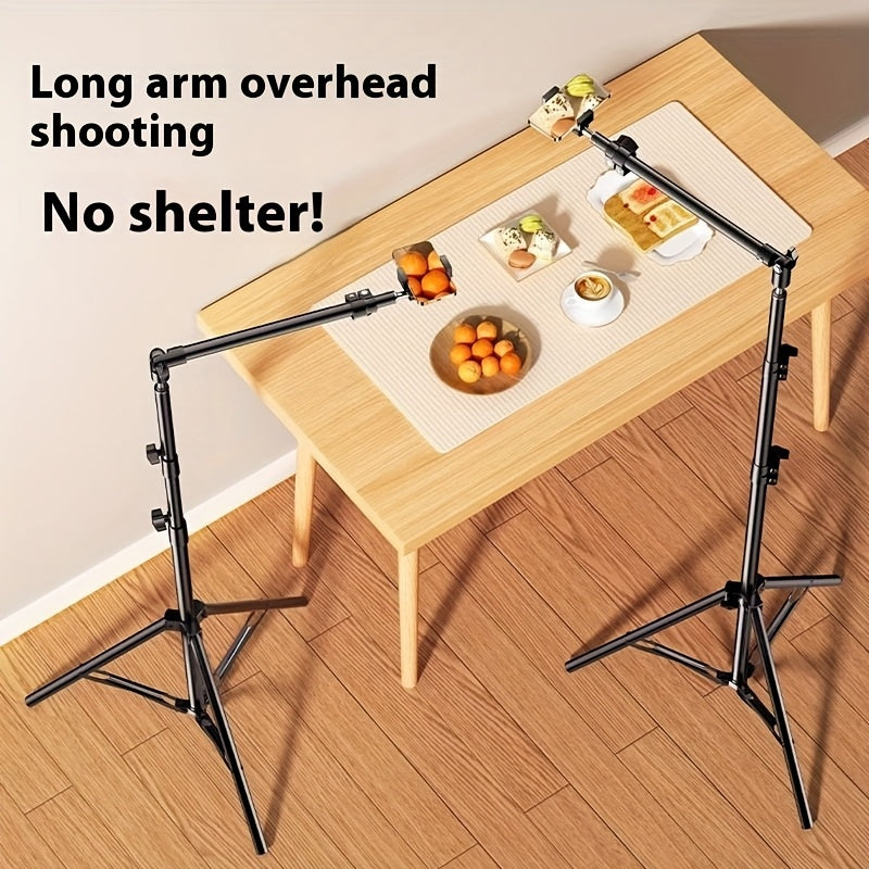Adjustable 70-Inch Metal Tripod! Suitable for Mobile Phones, with an Adjustable Extension Arm, Ideal for Live Streaming, Recording, Cooking, Painting, And Food Photography