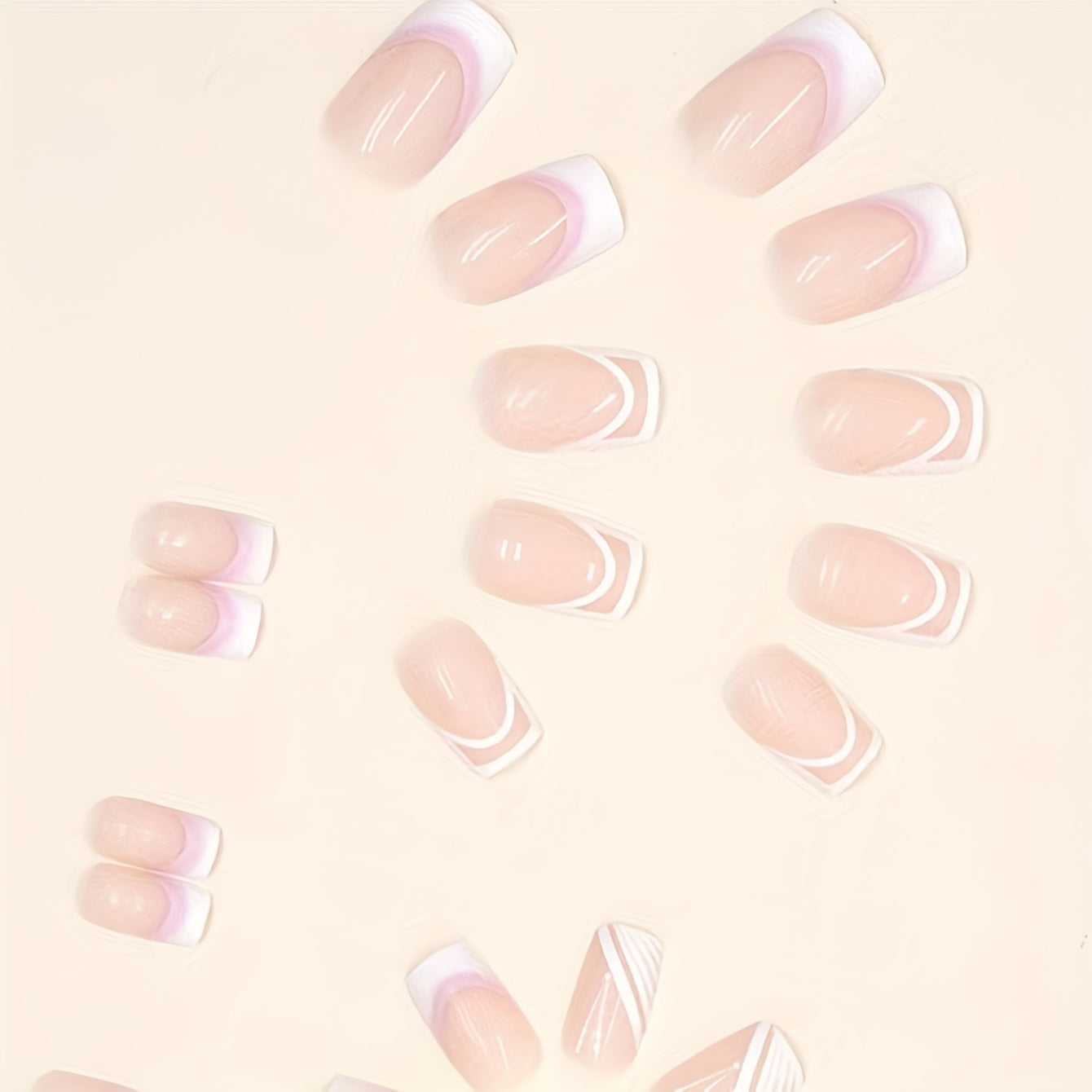 24pcs -Looking Short Square Press-On Nails Compatible for French Manicure/Semi-Short Lengths - Glossy Nude Nail Tips (24 Individual Pieces) - Easy Application, No Glue for DIY Nail Art for Hands & Feet - for &