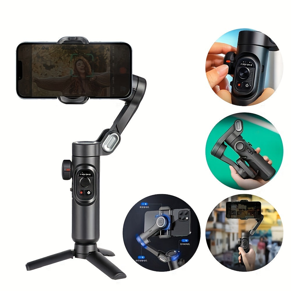 [ Gimbal Stabilizer]AOCHUAN Smart XE, Foldable And Portable Gimbal Stabilizer, Three-axis Stabilization And Anti-shake, 360-degree Rotation AI Automatic Face Tracking Shooting, Suitable For Panorama Gesture Control, Compatibl