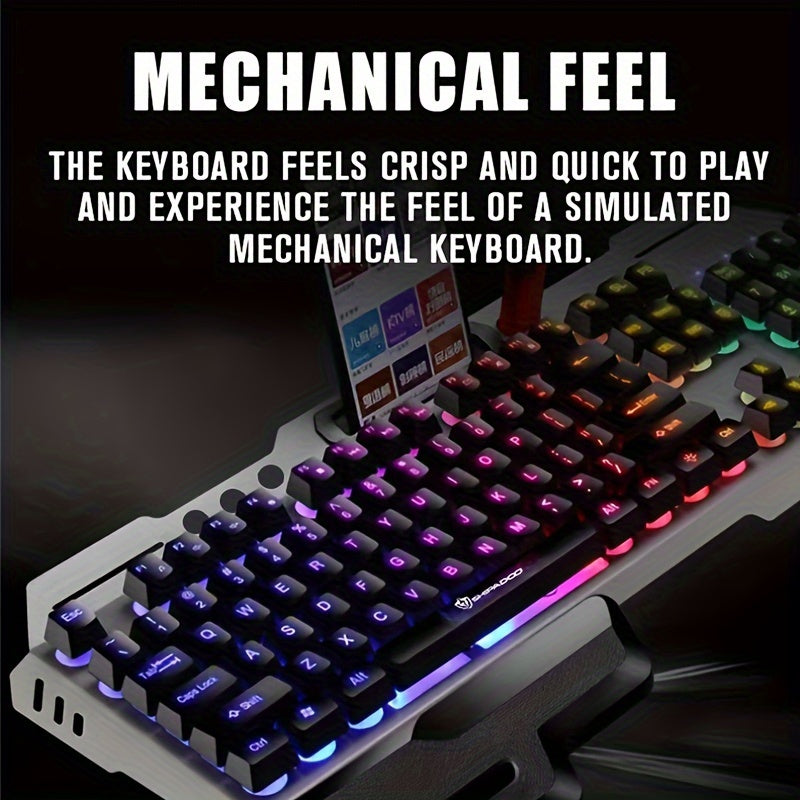 Ergonomic Gaming Keyboard with Hair Light - Ambidextrous Wired Keyboard for E-Sports and Office, Universal USB Plug-in, No Battery Required
