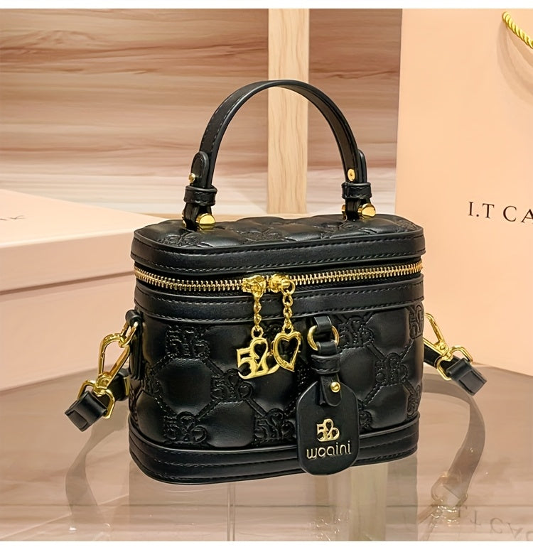 [Luxury Box Bag] High-End Retro Mini Box Bag | Light Luxury Niche, Women's Cross-Body Bag, Zipper Closure, Detachable Shoulder Strap, Valentine's Day Gift for Girlfriend, Perfect for Daily And Commuting Us