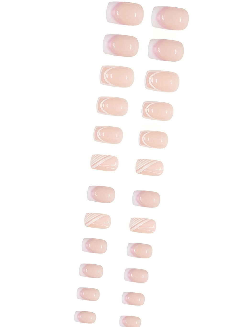 24pcs -Looking Short Square Press-On Nails Compatible for French Manicure/Semi-Short Lengths - Glossy Nude Nail Tips (24 Individual Pieces) - Easy Application, No Glue for DIY Nail Art for Hands & Feet - for &