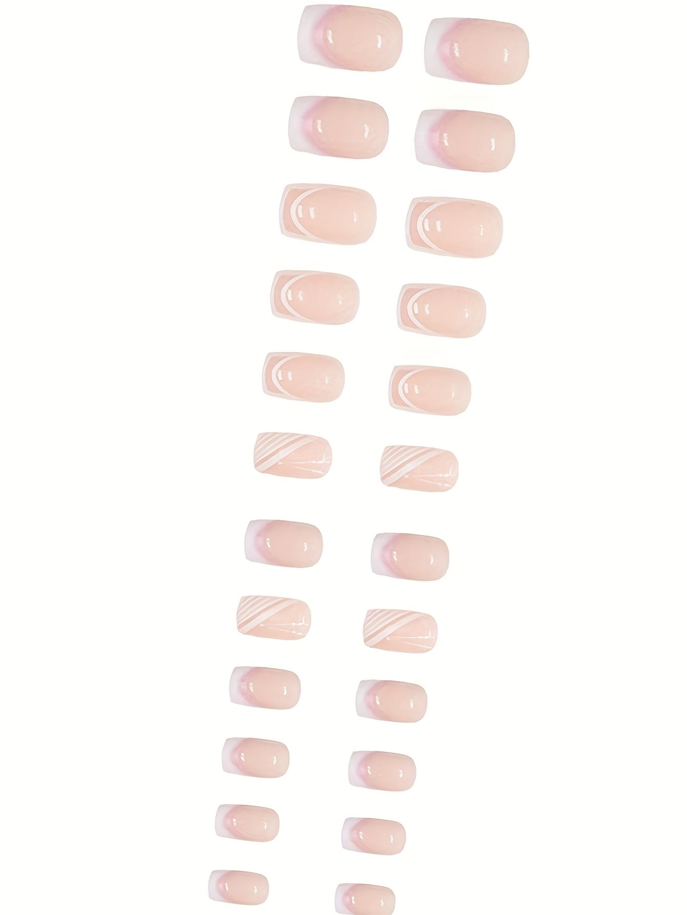 24pcs -Looking Short Square Press-On Nails Compatible for French Manicure/Semi-Short Lengths - Glossy Nude Nail Tips (24 Individual Pieces) - Easy Application, No Glue for DIY Nail Art for Hands & Feet - for &