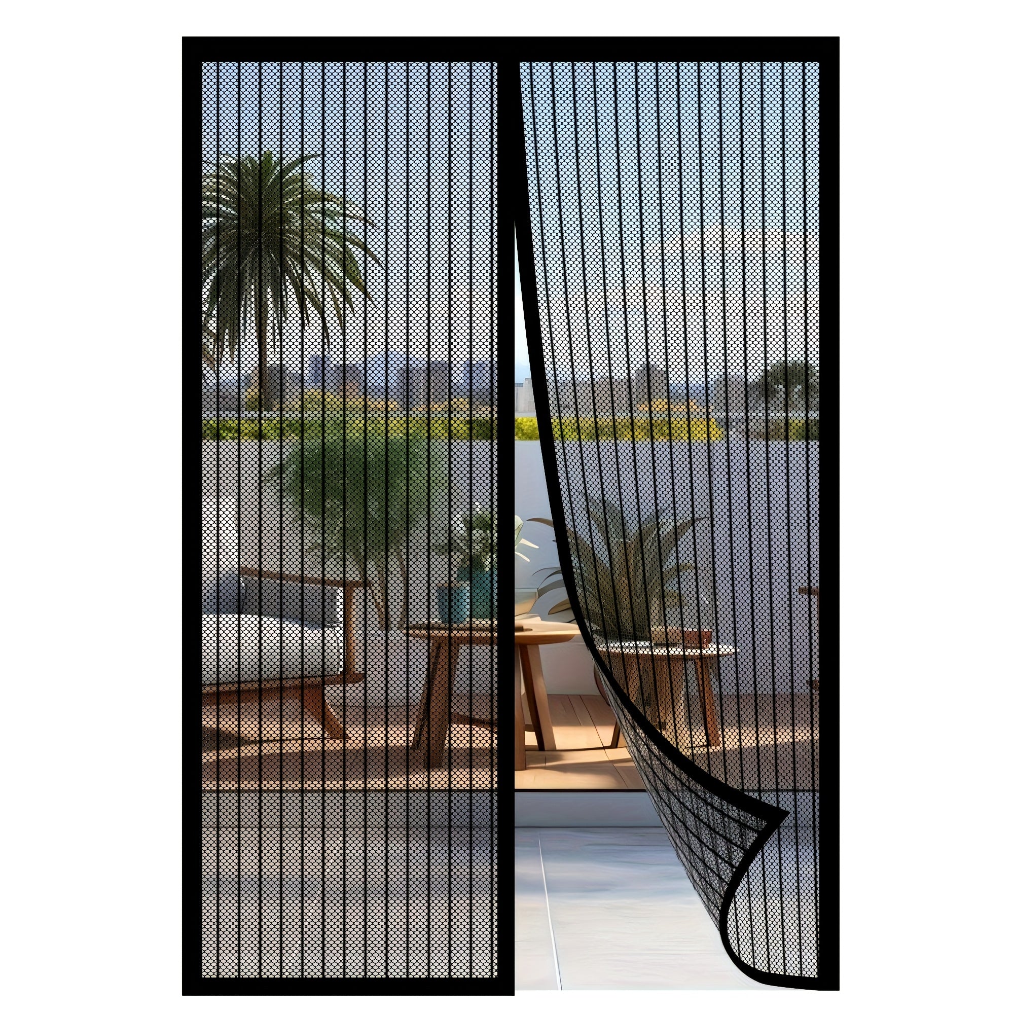 Heavy-Duty Magnetic Screen Door - Self-Sealing, Handsfree Mesh Insect Barrier for Pet and Child Friendly Use with Magnets Strips Installation | Durable Nylon Material in Bohemian Style Hand Wash Only, Stylish Entryway, Reinfo