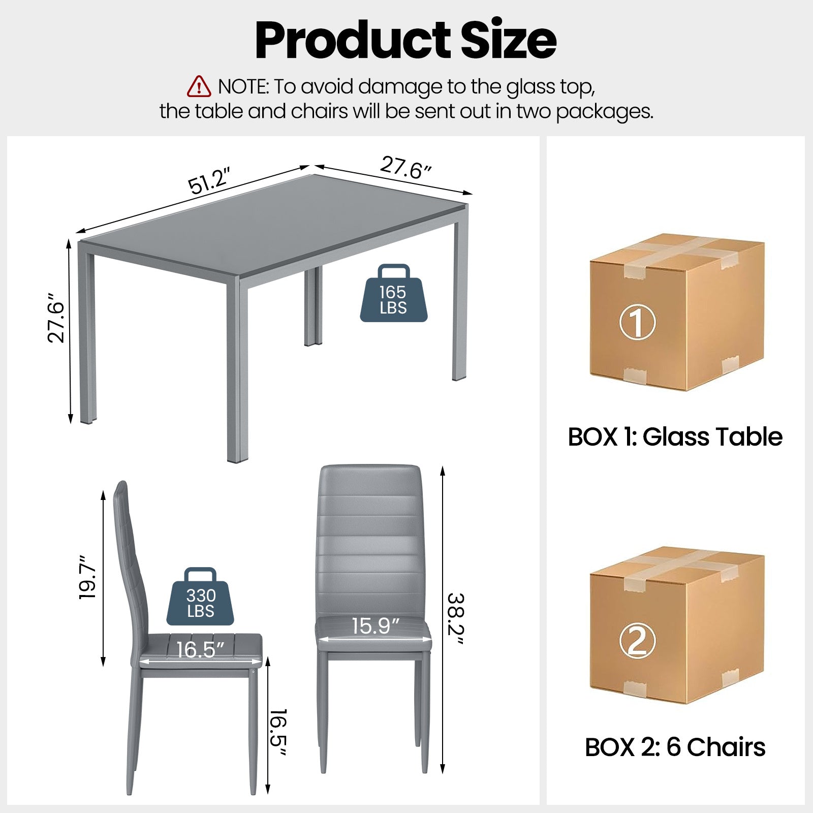 7-Piece Modern Glass Dining Table