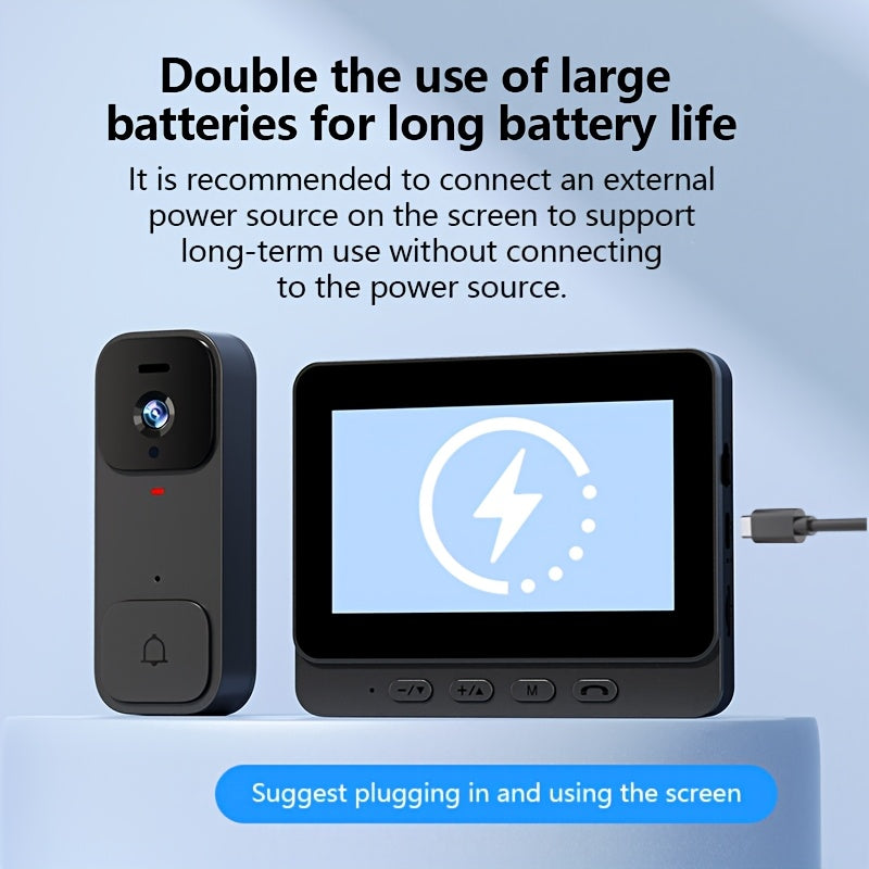 X7/NT601/X6 SMart Video Doorbell With 4.3" Display: No WiFi Needed & 128GB Storage | 300K Pixel Auto-Capture + 3+ Month Battery | 90-Min Charging - Home Security System For Apartments/Houses