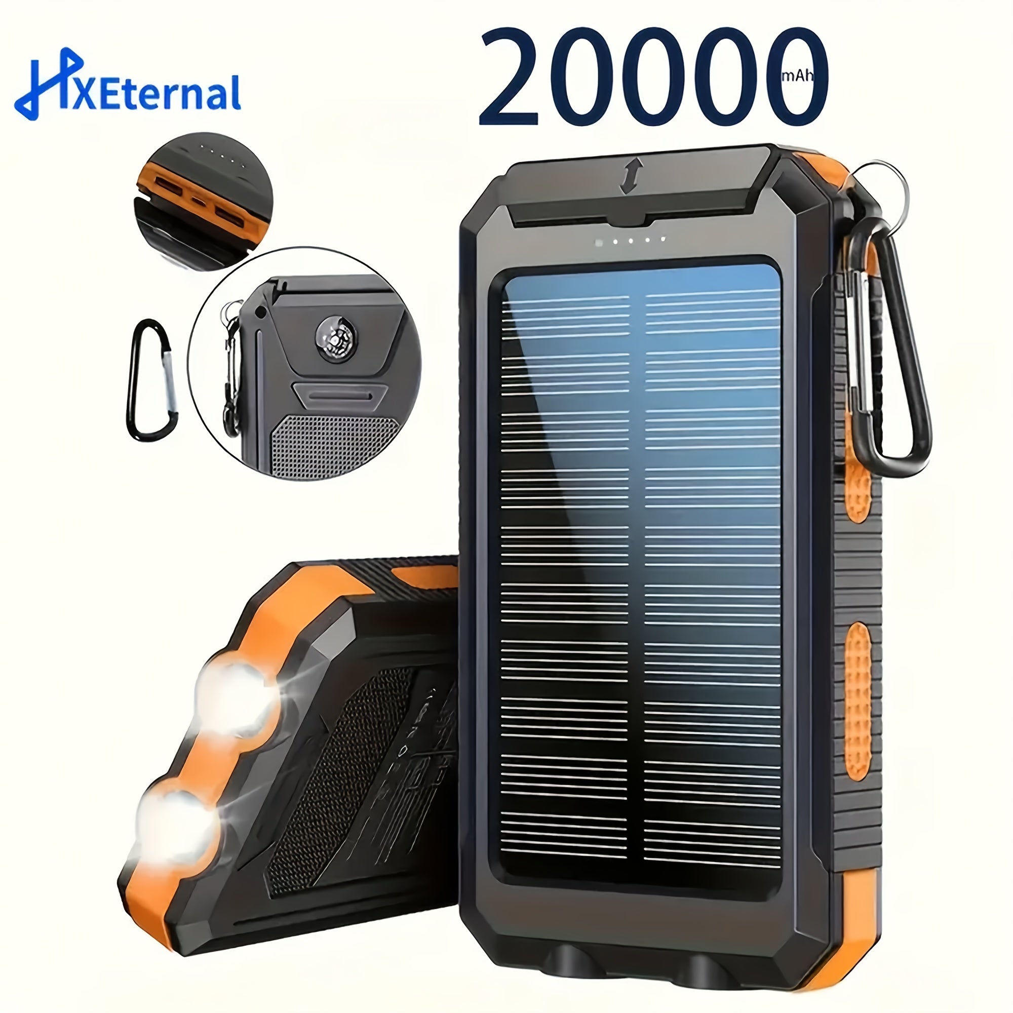 Portable Solar Mobile Phone Charger, Camping External Battery Charger for Mobile Phones, 2 USB/ LED Flashlights with Compass for Outdoor Activities, Portable Solar Power Bank, Solar Battery, Portable Charger Power Bank, Solar