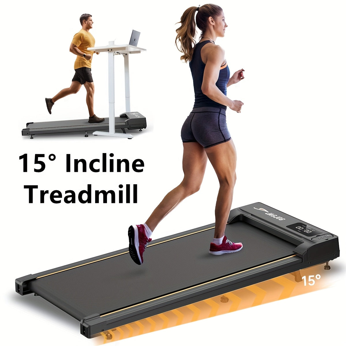 Portable Under Desk Walking Pad Treadmill, Support 2.5HP Lightweight Home Office Fitness Treadmill, 2-in-1 Walking Pad for Walking And Jogging Quiet, 265Lbs Capacity with Remote Control & LED Display, Stepping, Walking Traini