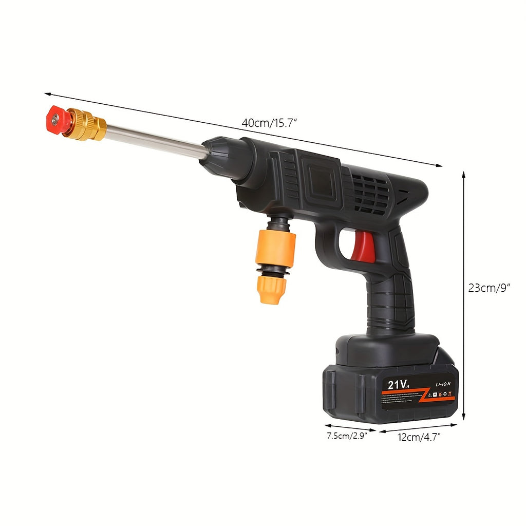 Stainless Steel High-Pressure Washer Gun, 3000 PSI Max with Quick Connect Nozzles Hose Connector, Equipped with A Single 15000mAh Battery, Single Battery Use Time Of About Half An Hour.