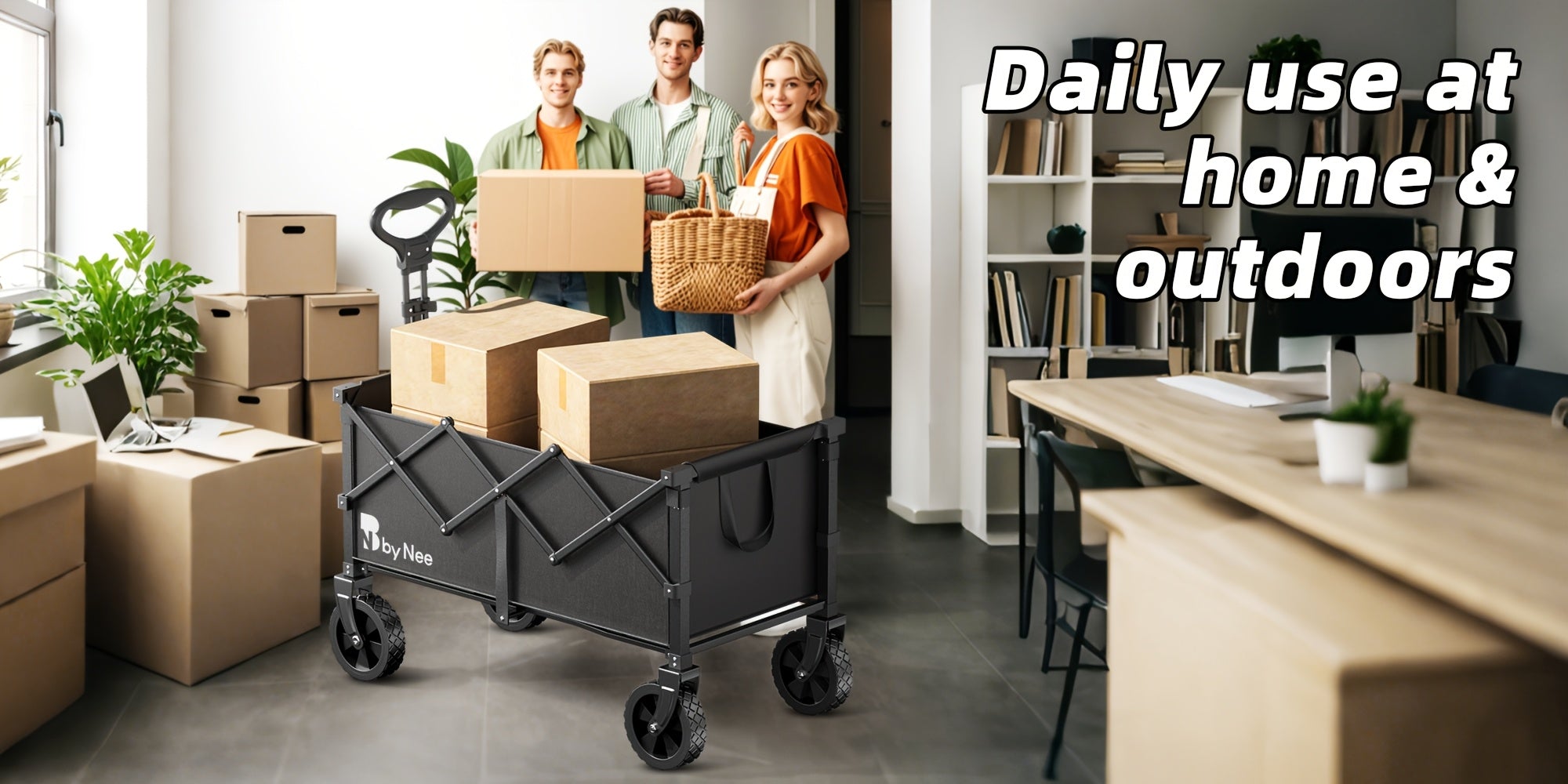 330-650 Lbs Large Capacity Camping Shopping Cart, All-Terrain Folding Trolley, Multi-Function Camping, Gardening, Beach Shopping Cart, Black Gardening Storage Rack, Rugged Design, Durable Tire Construction, Heavy-Duty Utility