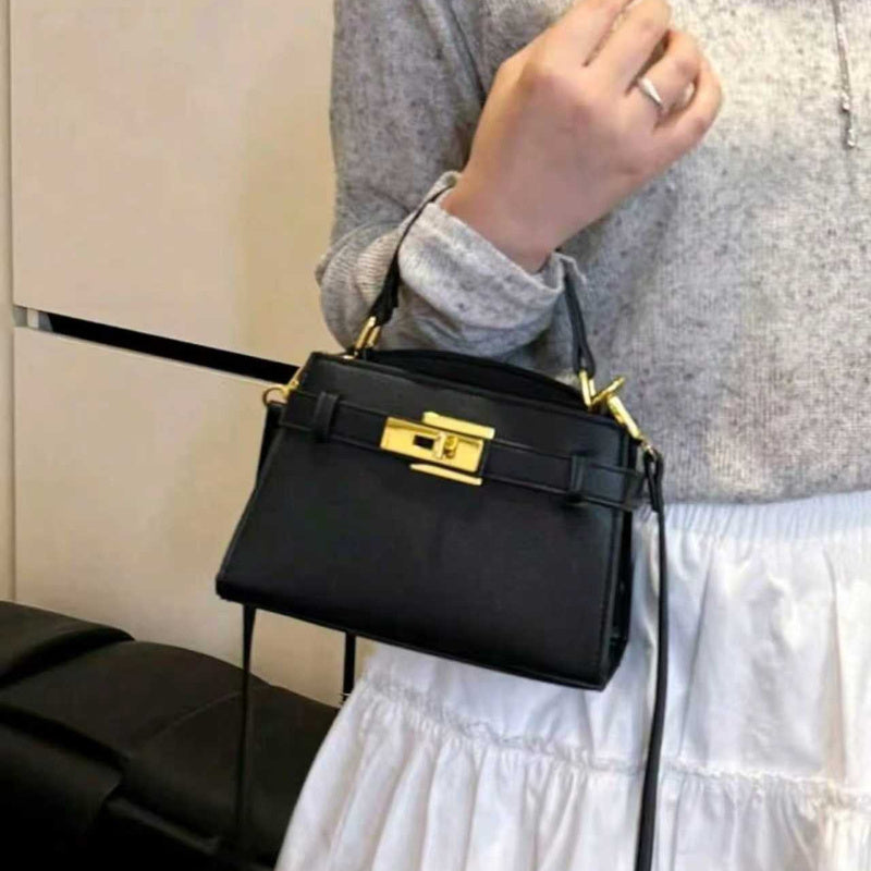 Women'S Elegant Business Casual Handbag - Structured Tote with Golden-Tone Hardware & Buckle Closure, Structured Crossbody Bag with Golden-Tone Hardware, Durable & Easy-clean Design For Office, Work, Travel - Perfect Mother'S