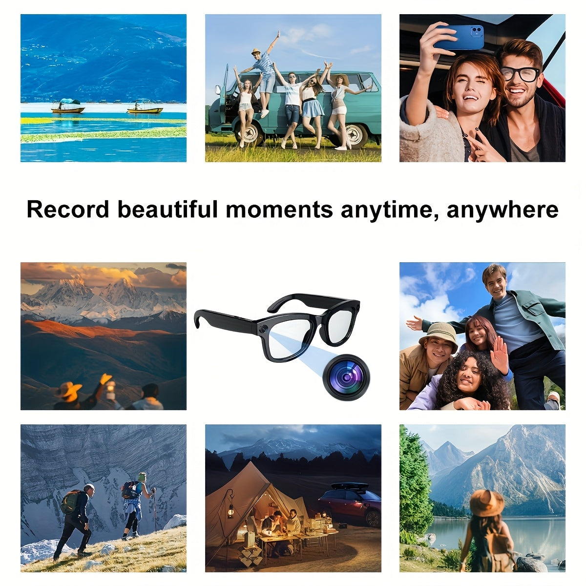 [Smart Translation Glasses] Smart Glasses with 1080P Video & Real-Time Translation | 160 Languages, 4K Motion Recording, High-Definition Audio, Noise Reduction, Wireless Call, Magnetic Charging - USB Rechargeable for TV, Mobi