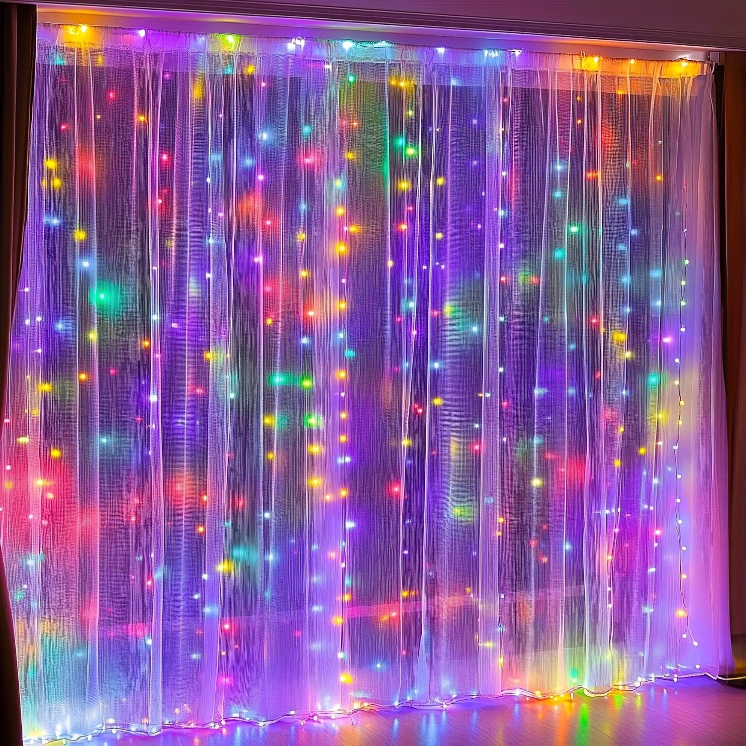 [Vintage Fairy Curtain Lights] Loyyz 300/200/100LED Vintage Multi-Color Fairy Curtain Lights | USB Plug-in Indoor/Outdoor Hanging Decor for Christmas, Weddings, Parties, Bedroom - Durable Plastic String Lights for Festive Amb