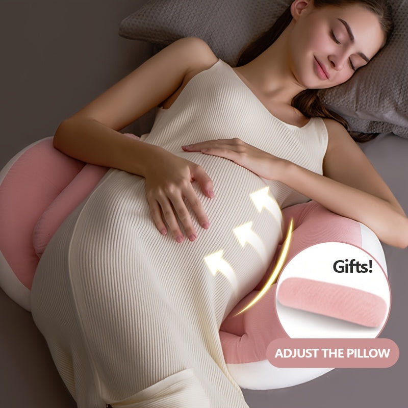 Soft U-Shaped Ergonomic Maternity Pillow for Side Sleepers with Lumbar Protection, Polyester Fill for Comfortable Belly & Back Relief, Ideal for Pregnancy Care