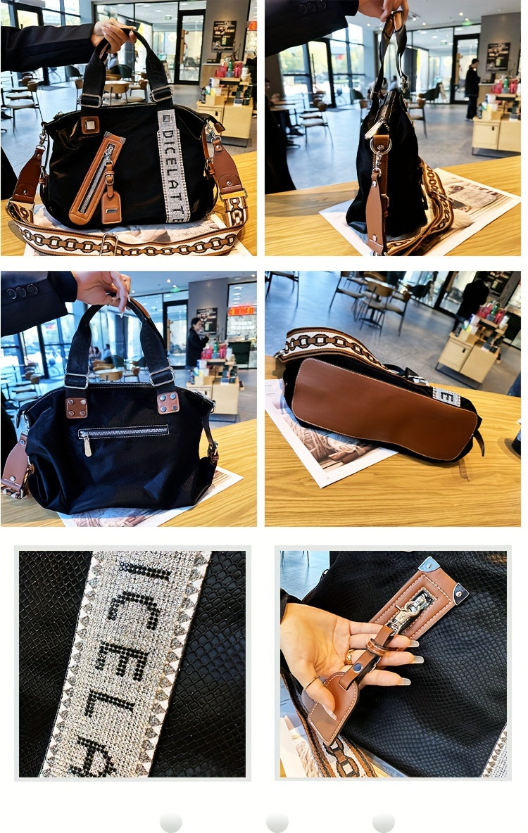 [Tote Bag] Trendy Tote Bag for Women, Large Capacity Bag, Shiny Rhinestone Decor