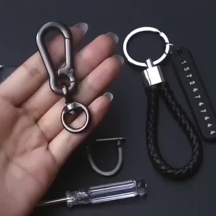 1pc High-End Alloy Car Keychain Pendant, Metal Braided Rope Design, Couple's Cool Accessory, Durable and Stylish