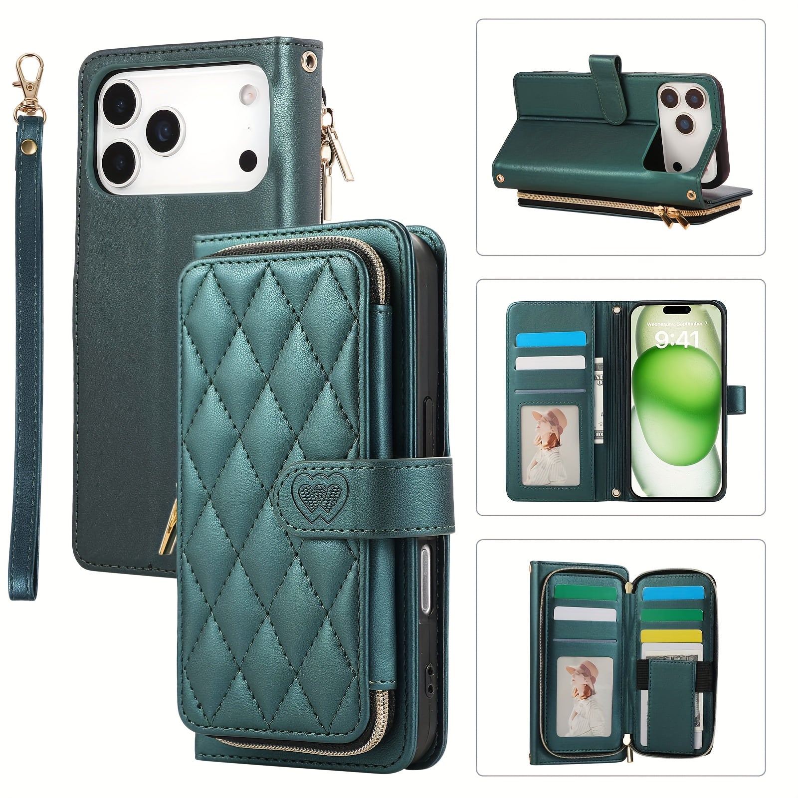 Crossbody Wallet Case Designed for Iphone 16E, 16, 15, 14, 13, 12, 11 Pro Max, 7, 8 Plus, SE 2020, And SE 2022, Featuring a Zippered Handbag Style, Flip Cover, Kickstand Folio, Card Slots, Wrist Strap, And Lanyard for The for
