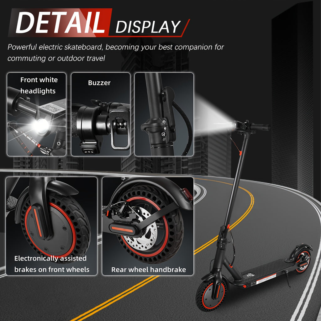 8.5 Inch Foldable Electric Scooter for Adults with LED Display Motor Power Ranges for 350W, Class A 7.8/10.4Ah Lithium Battery, 3 Speed Modes, 15 - 30 Mile Range And Maximum Load Capacity Of 220.46 LB