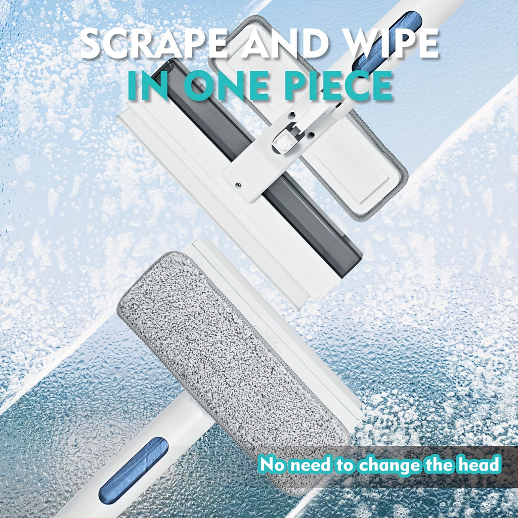 3-in-1 Glass Cleaning Kit with Collection Tank - Ultimate Glass Cleaning Wizard with Extendable Telescopic Pole, Spray, Wash & Squeegee - Perfect for High Windows, Shower Doors & Car Windshields, Creative Cleaning Tool, Windo