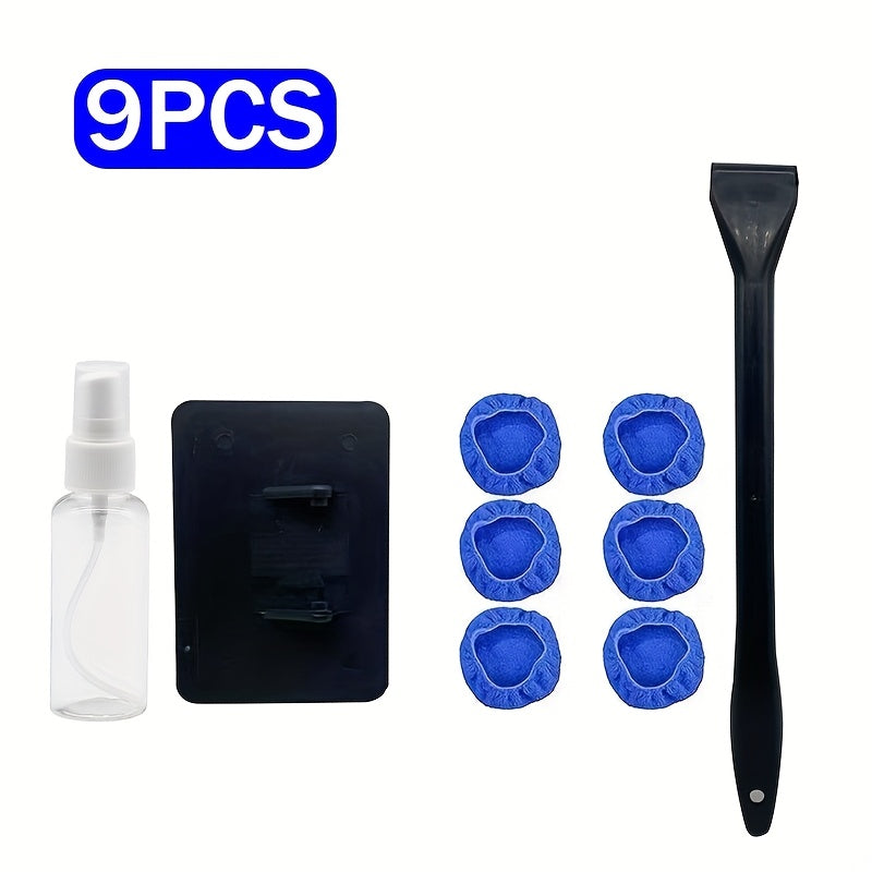 6pcs Windshield Defogger Brush, Car Window Wiper Tool, 5pcs Reusable Replacement Cloth Pads, Plastic Handle, for Home Outdoor Car Use, Car Care, Window Cleaning, Vehicle Maintenance, Efficient Cleaning, Durable Material, Stur