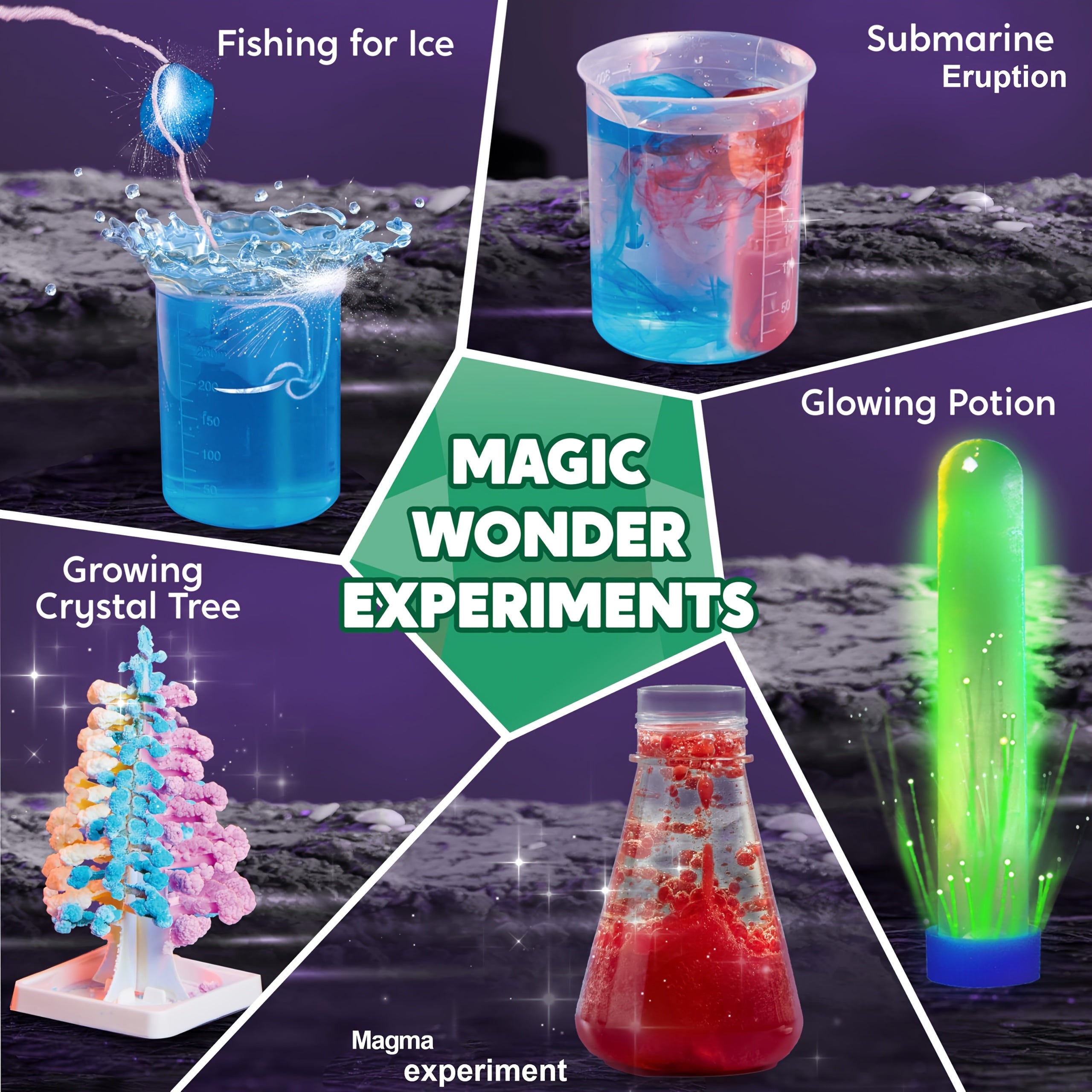 50+ Wonder Science Kit, Experiments Educational Toy For Kids: Growing Crystal Tree, Explore Chemistry Reactions & STEM Lab Activities - Ultimate Birthday Christmas Gifts For Boys And Girls Ages 6-12