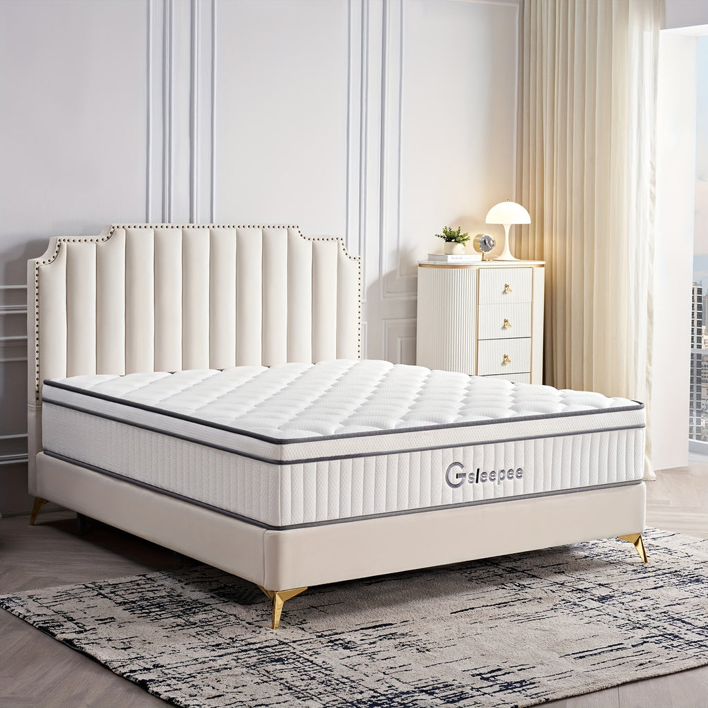 Gsleepee Hybrid Memory Foam Mattress - Twin/Full/Queen/King Size, Soft & Comfortable with Medium Firm Support, Motion Isolation, Allergy-Friendly, Quiet Sleep, Easy Transport in a Box, Available in 8/10/12/14 Inch Thicknesses