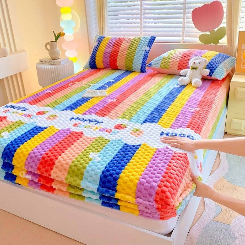 [Velvet | Thickened] 1pc Velvet Thickened Doudou Fitted Sheet Protector | Winter Warmth Soft Comfortable Bedding | Full Encasement Mattress Cover for Bedroom Guest Hotel Sealy