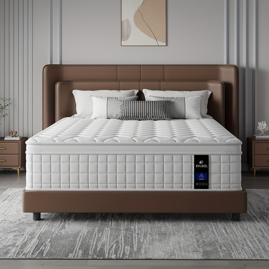 Queen Mattress, 8/10/12/14 Inch Mixed White Mattress, Luxury Gel Memory Foam Spring Mattress, Medium Hardness, Comfortable Sleep Experience - Suitable for Double, Full Size, Large And Extra Large Bed, Edge Support, Valentine'
