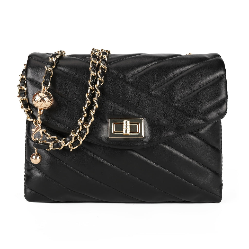 New Fashion Diamond Lattice Soft Chain Bag, Leisure And Simple With Pure Color PU Ladies Daily Travel Crossbody Bag