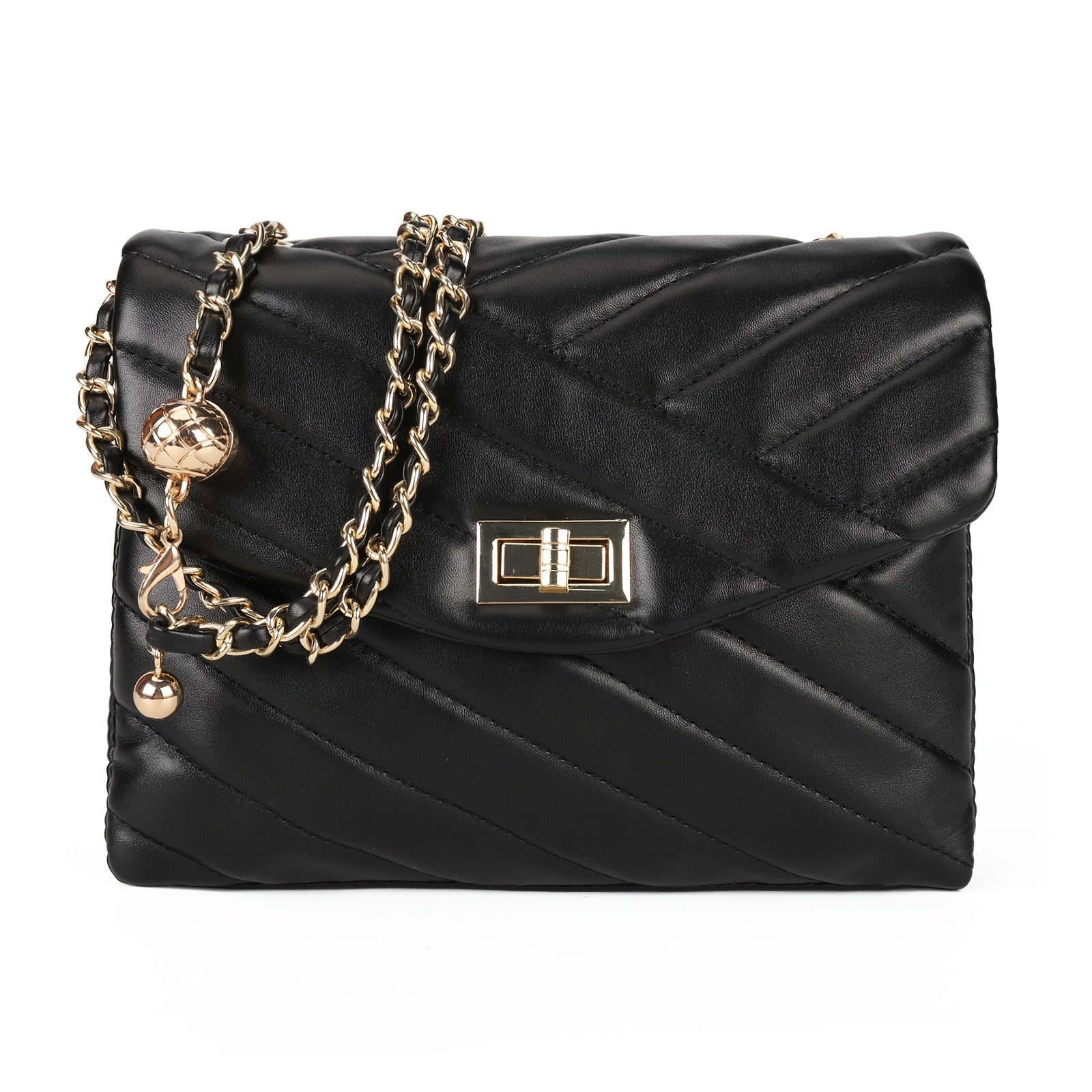 New Fashion Diamond Lattice Soft Chain Bag, Leisure And Simple With Pure Color PU Ladies Daily Travel Crossbody Bag