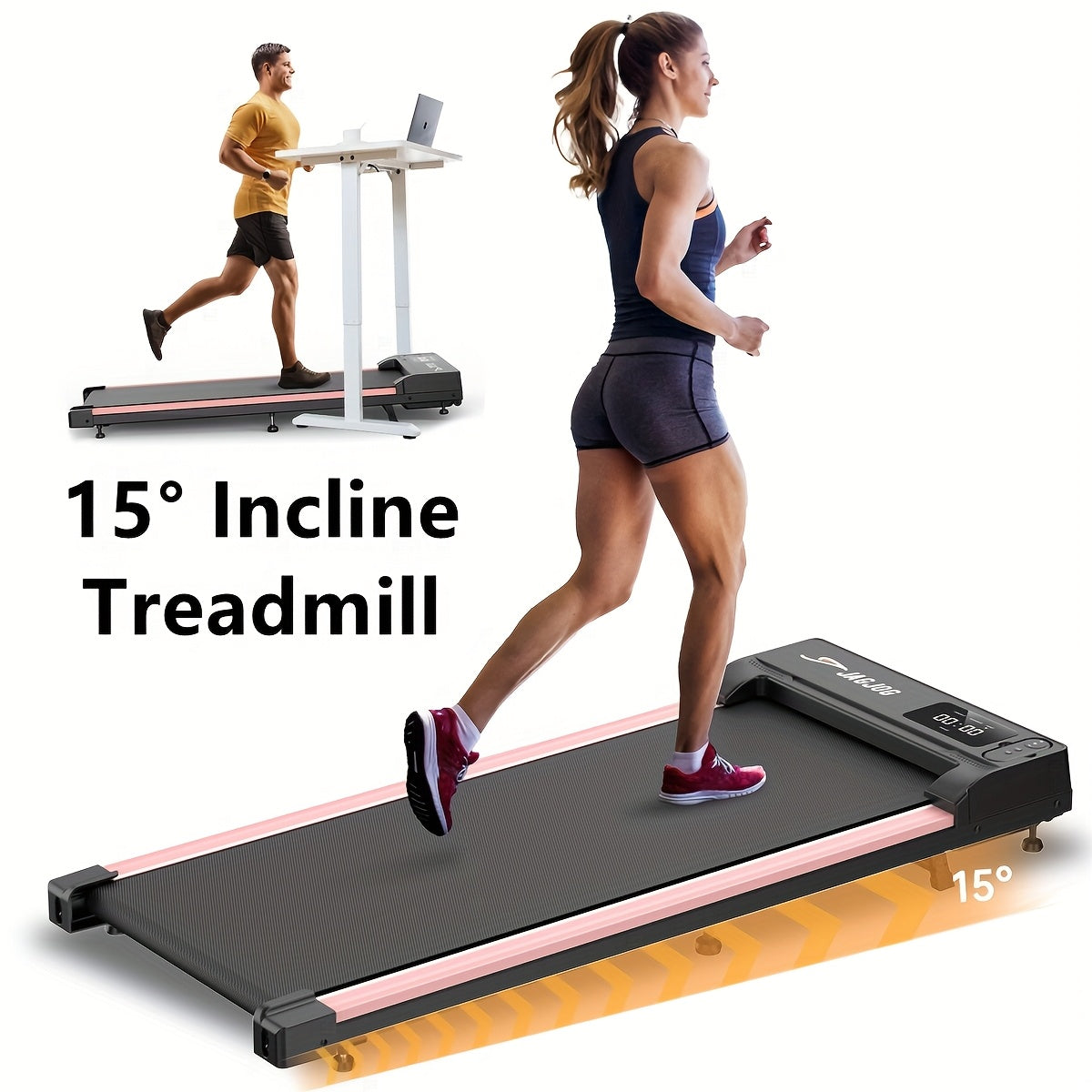 Portable Under Desk Walking Pad Treadmill, Support 2.5HP Lightweight Home Office Fitness Treadmill, 2-in-1 Walking Pad for Walking And Jogging Quiet, 265Lbs Capacity with Remote Control & LED Display, Stepping, Walking Traini
