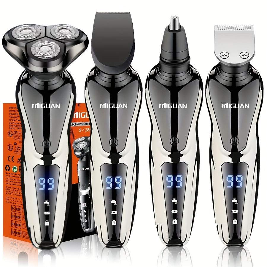 MIGUAN for Men's 3-in-1 Electric Razor & Trimmer - - Shaver with 3D Floating Blade, Digital Display, Portable Beard Trimmer and Nose Hair Shaver - All-in-One Grooming Device for and Travel, Father's Day Gift for