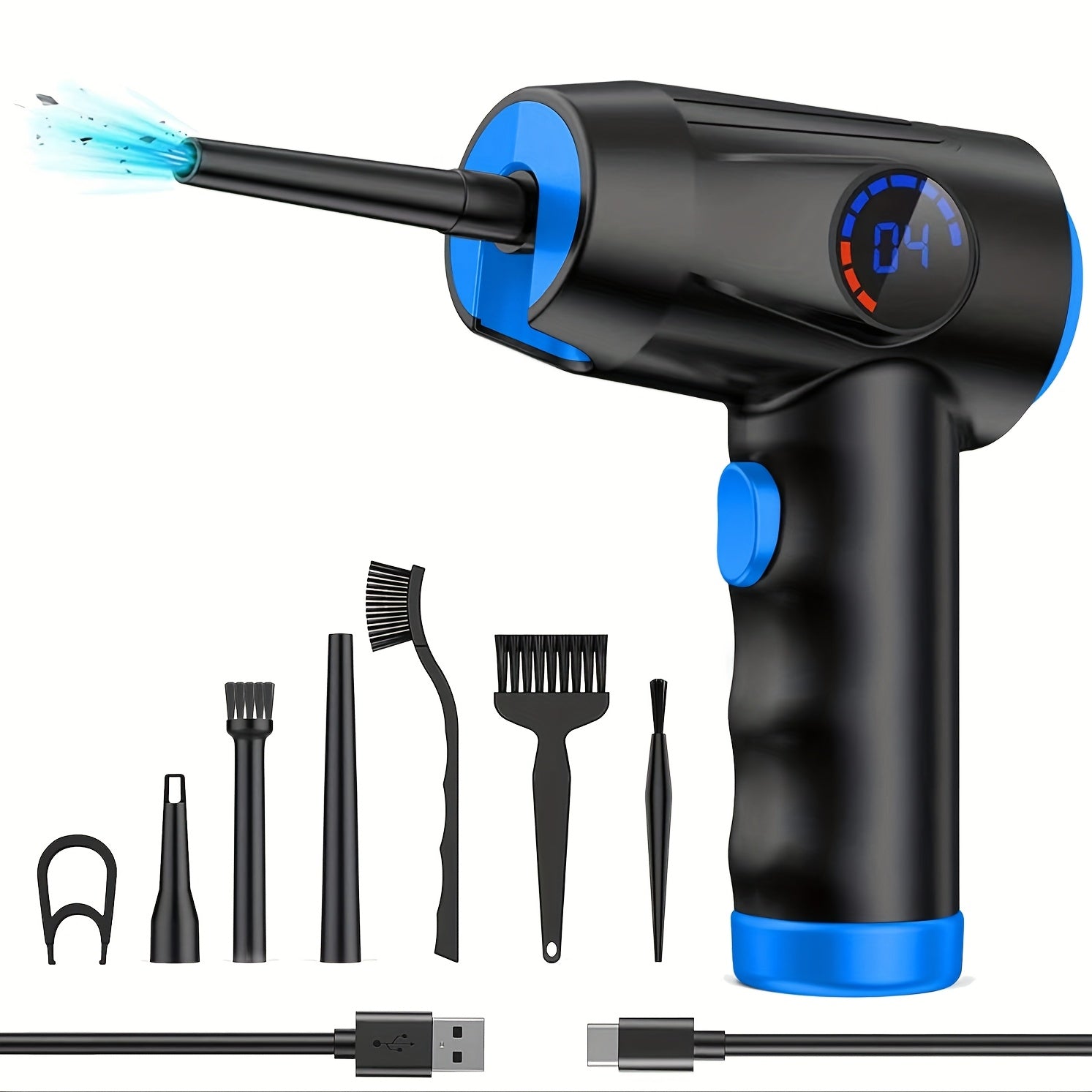 Cordless Electric Air Duster with 51000 RPM High-Power Blower, 4-Speed Adjustable & LCD Display, 3000mAh Fast Charging, 15-45 Min Runtime, USB-Powered Portable Cordless Vacuum Cleaner for Computers, Keyboards, TVs, Gaming Con