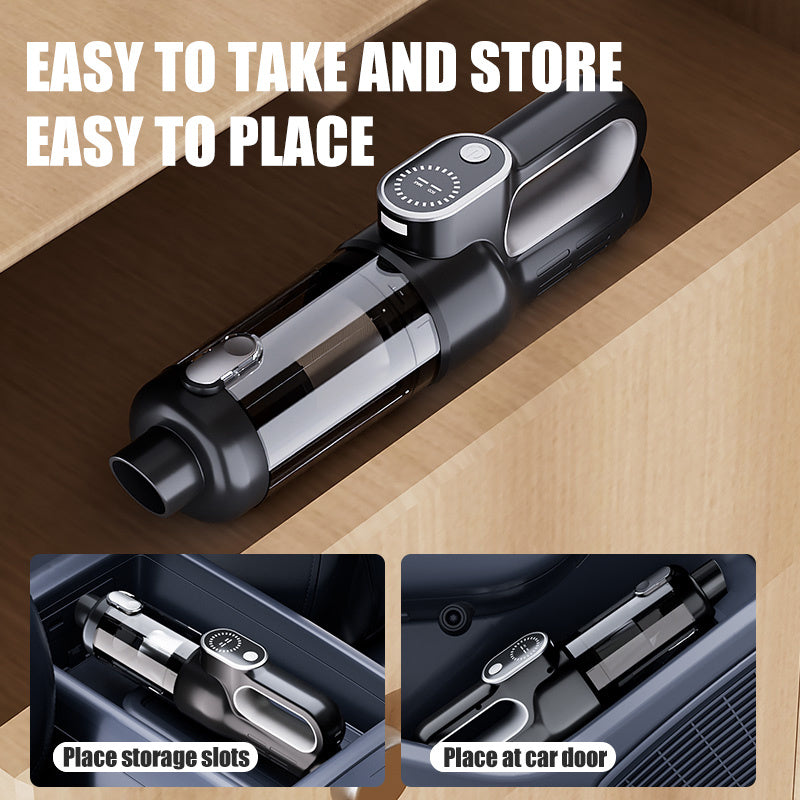 [2-in-1 Car Vacuum Cleaner] 2-in-1 Portable Wireless Brushless Car Vacuum Cleaner | Handheld Cordless Vacuum & Air Duster with LED Light, Multi-Nozzles for Car, Home, Office, Pet Hair | 15KPa Suction Power, 0.3H Runtime, USB