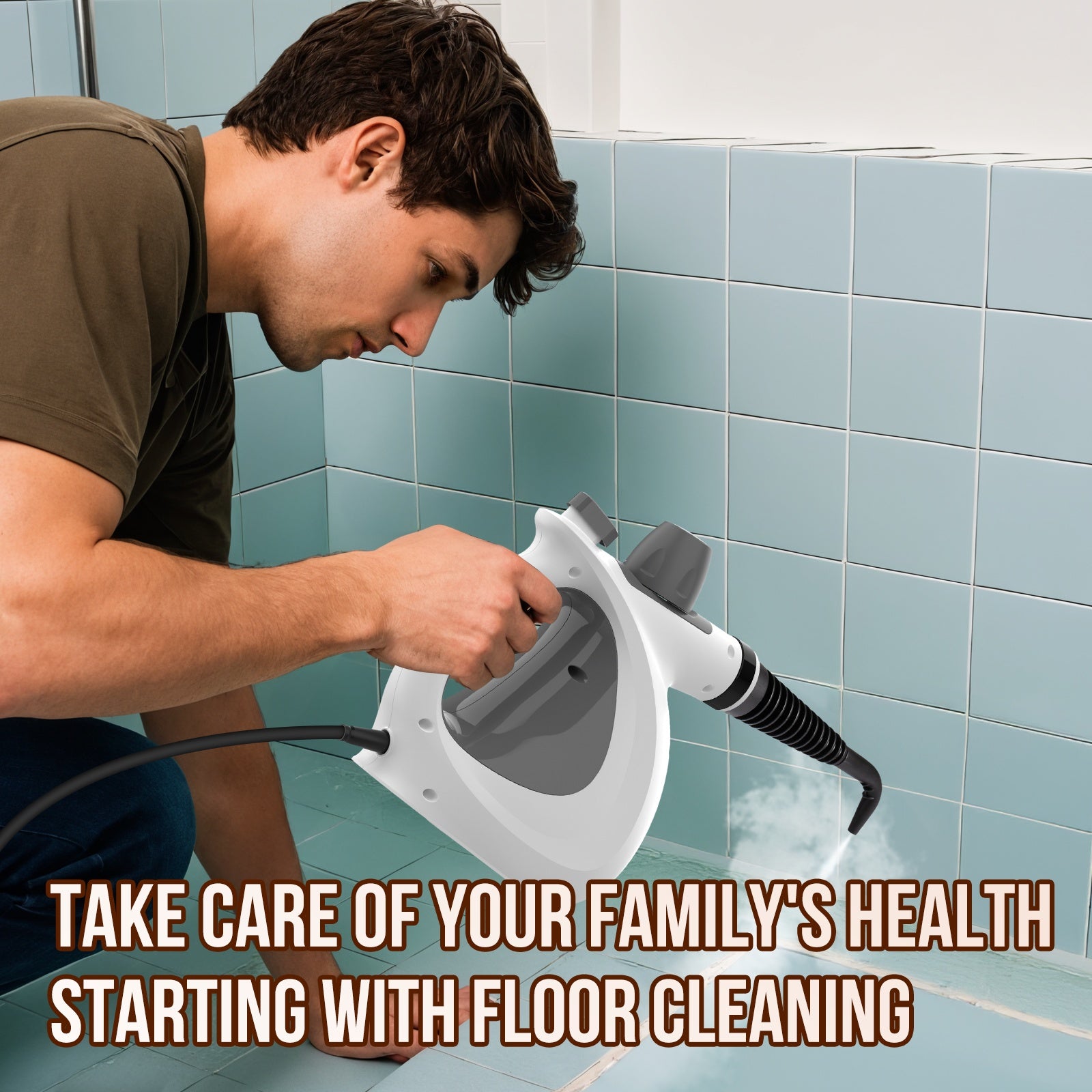 1Pc 1050W High-Power Portable Handheld Steam Cleaner Quick Heating, 12 Brush Heads For Versatile Cleaning In Kitchens, Bathrooms, Furniture & Cars - Us Plug, Large Capacity Water Tank, Steam Cleaner For Car