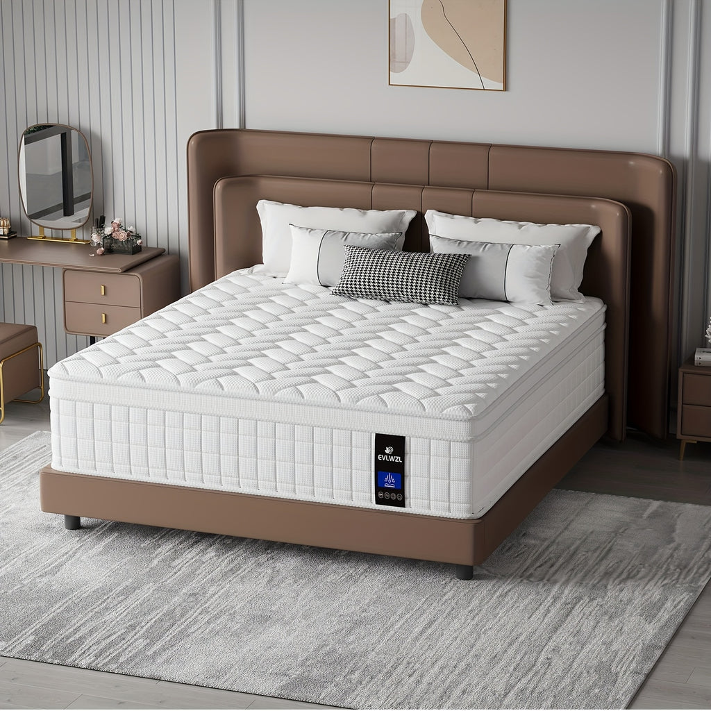 Queen Mattress, 8/10/12/14 Inch Mixed White Mattress, Luxury Gel Memory Foam Spring Mattress, Medium Hardness, Comfortable Sleep Experience - Suitable for Double, Full Size, Large And Extra Large Bed, Edge Support, Valentine'